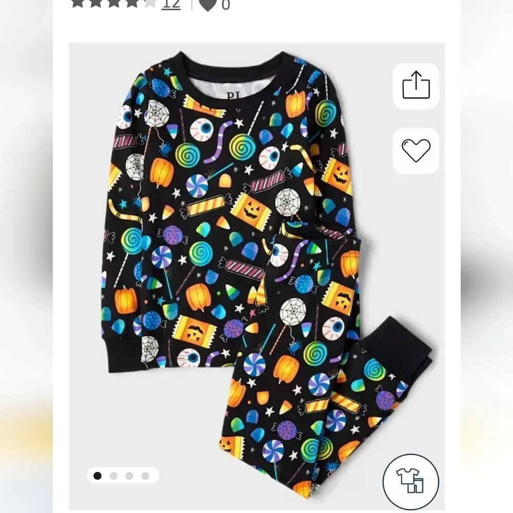 The Children's Place Halloween Candy Pajama Set - Black and Multicolor (100)